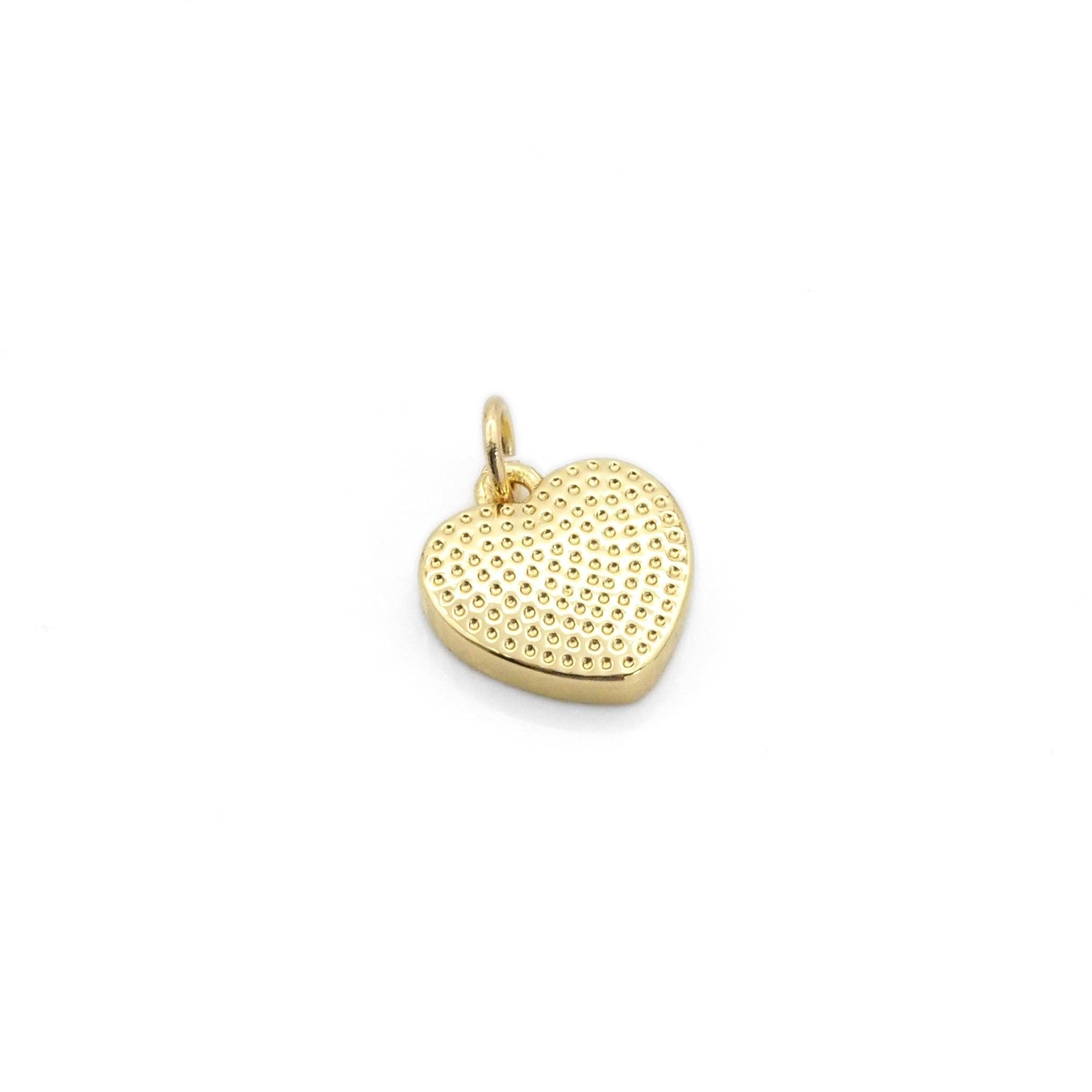 Gold gemstone Heart Charm, Red
