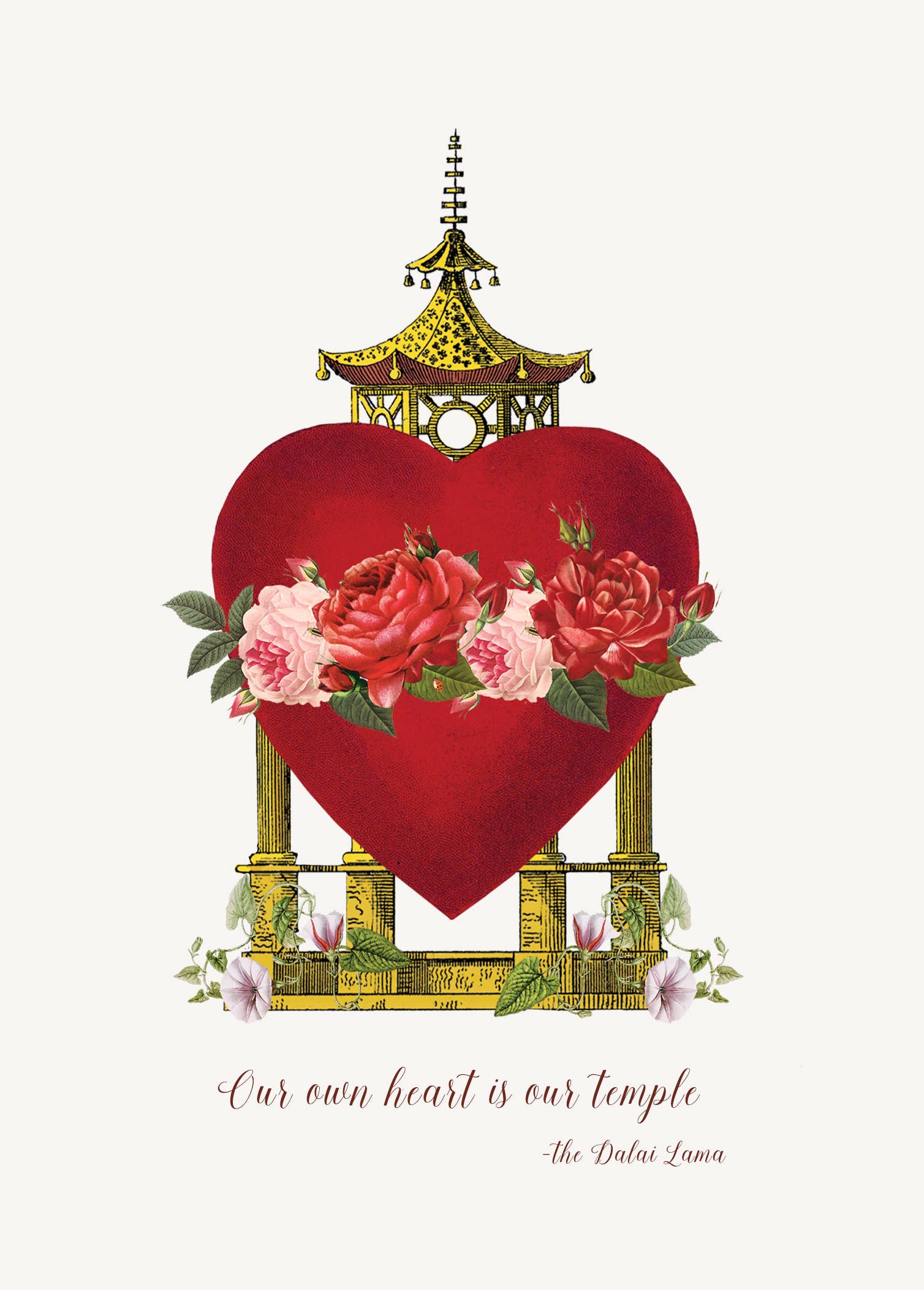 "Our own heart is our temple"  5x7 greeting card