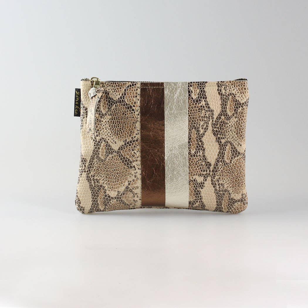The Two Stripe Monroe: Navy Camo Bag with Silver-Sapphire stripes