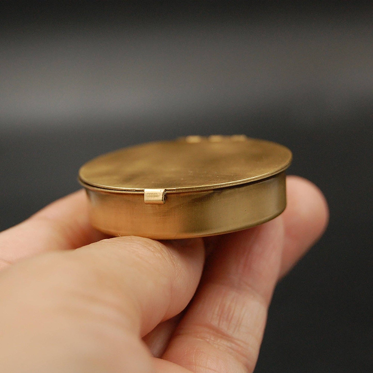 Round Small Brass Pill Box with Your Choice of Engraving: With engraving