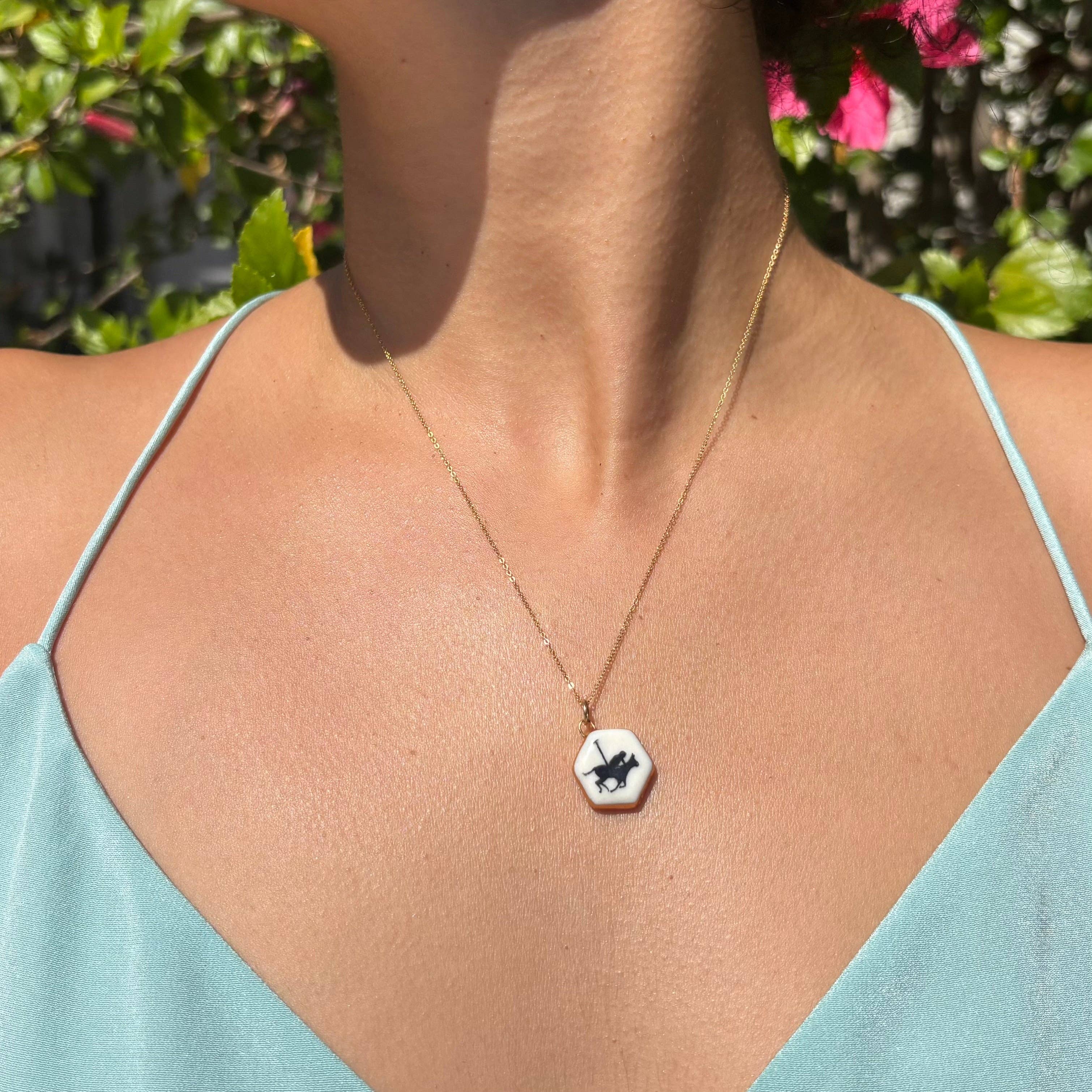 Polo Silhouette Hexagon Charm