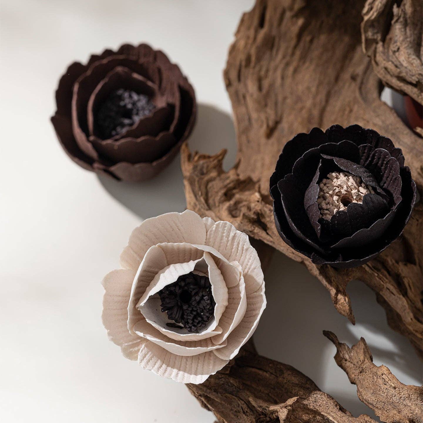 Handmade Ceramic Mini Poppy Flower Incense Burner: White