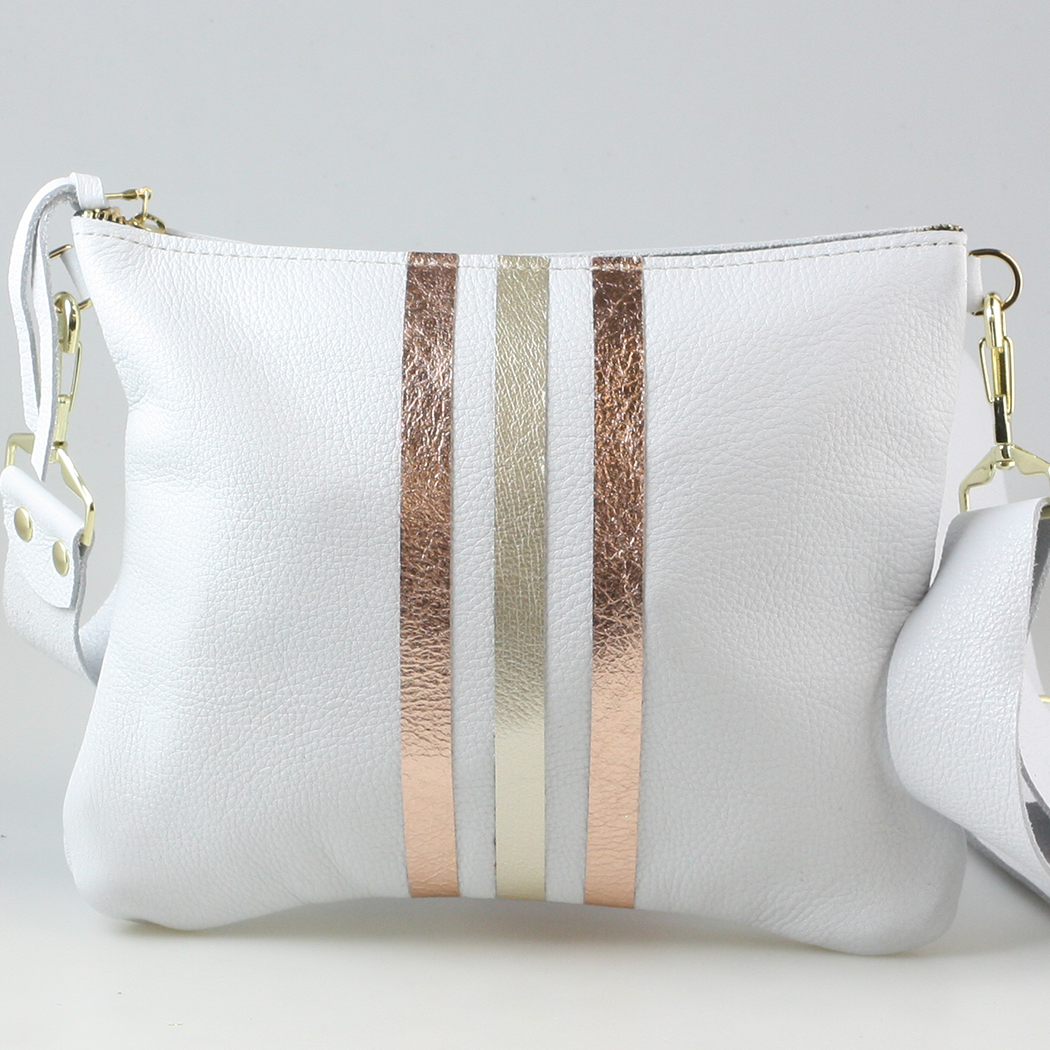 The METALLIC Stripe Taylor: Jet: Layered stripe Gunmetal/Pewter / Unlined / 9"x7.5