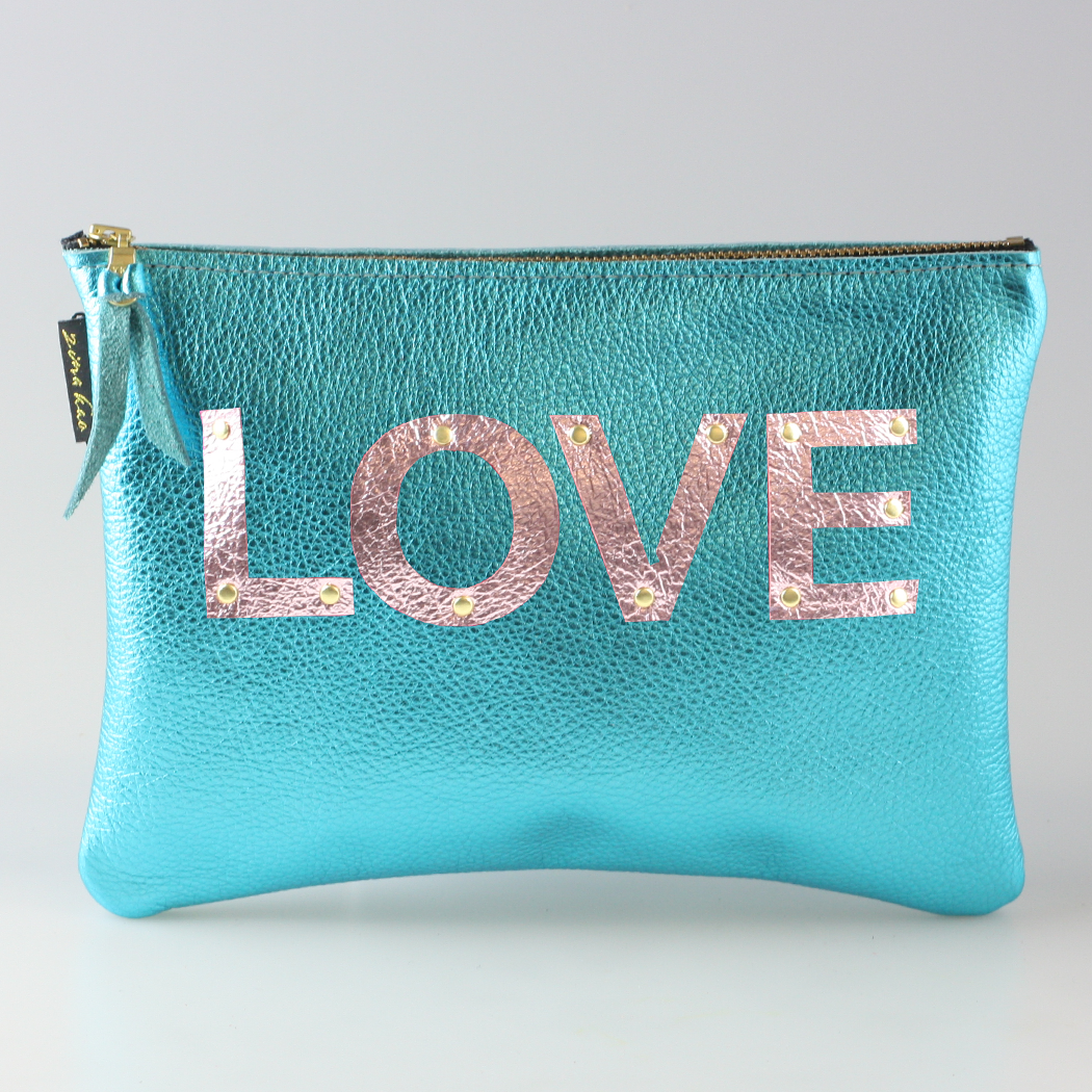 The Metallic Applique Carter: LOVE: Fuschia  w/Rose letters