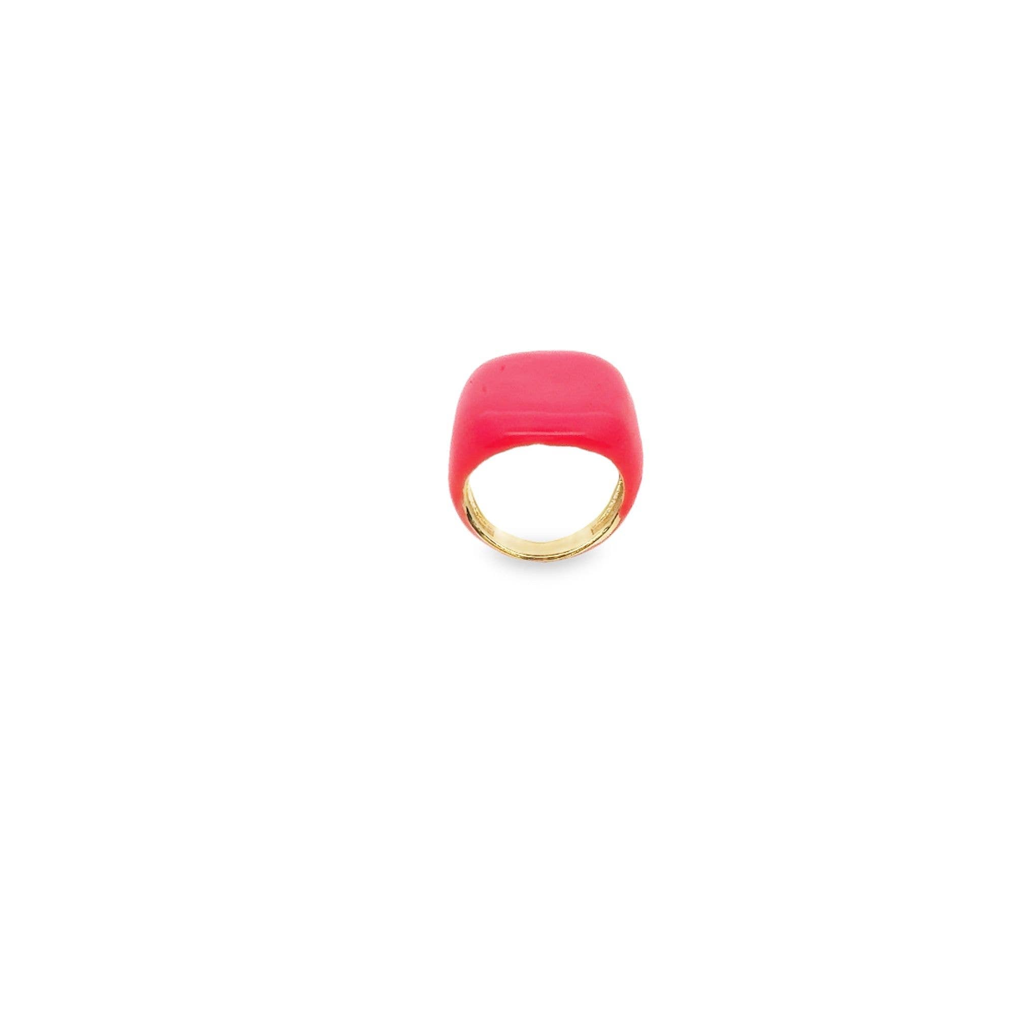 Colorful Enamel Dome Ring (D85): Hot Pink / 7US