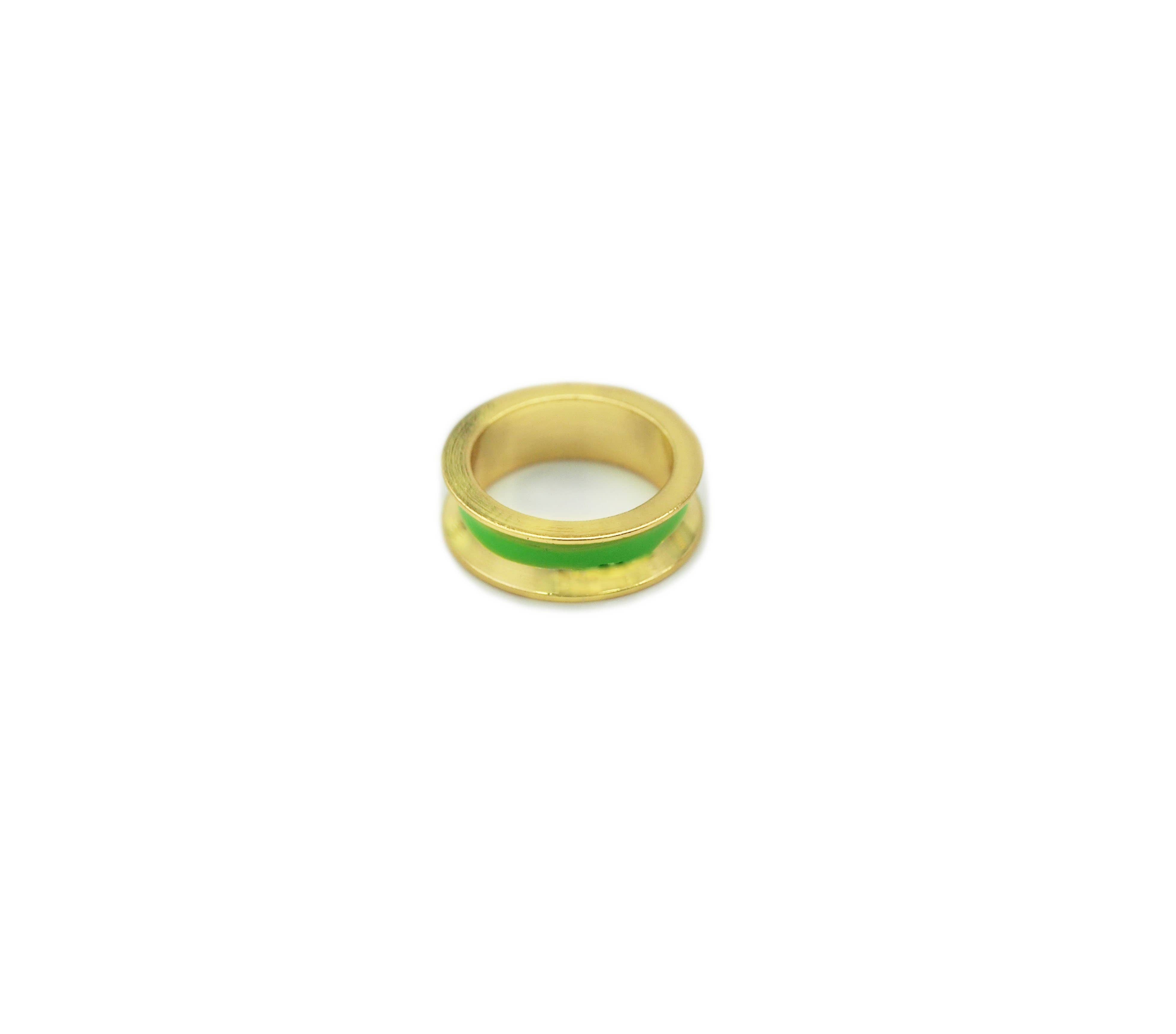 Large Hole Enamel Round Ring Spacer Beads, Sku#LK654: 4 Hot Pink