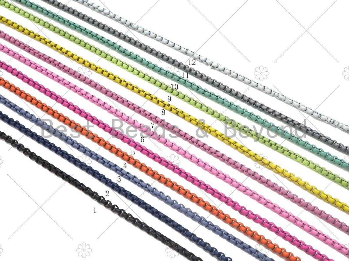 26 COLORS!!! Enamel Box Chain/Necklace, Enamel Pop Chain Necklaces, Colored Metal Necklace, Wholesale Enamel Chain,3mm,sku#M398: Necklace (18'') / 26 Neon Yellow