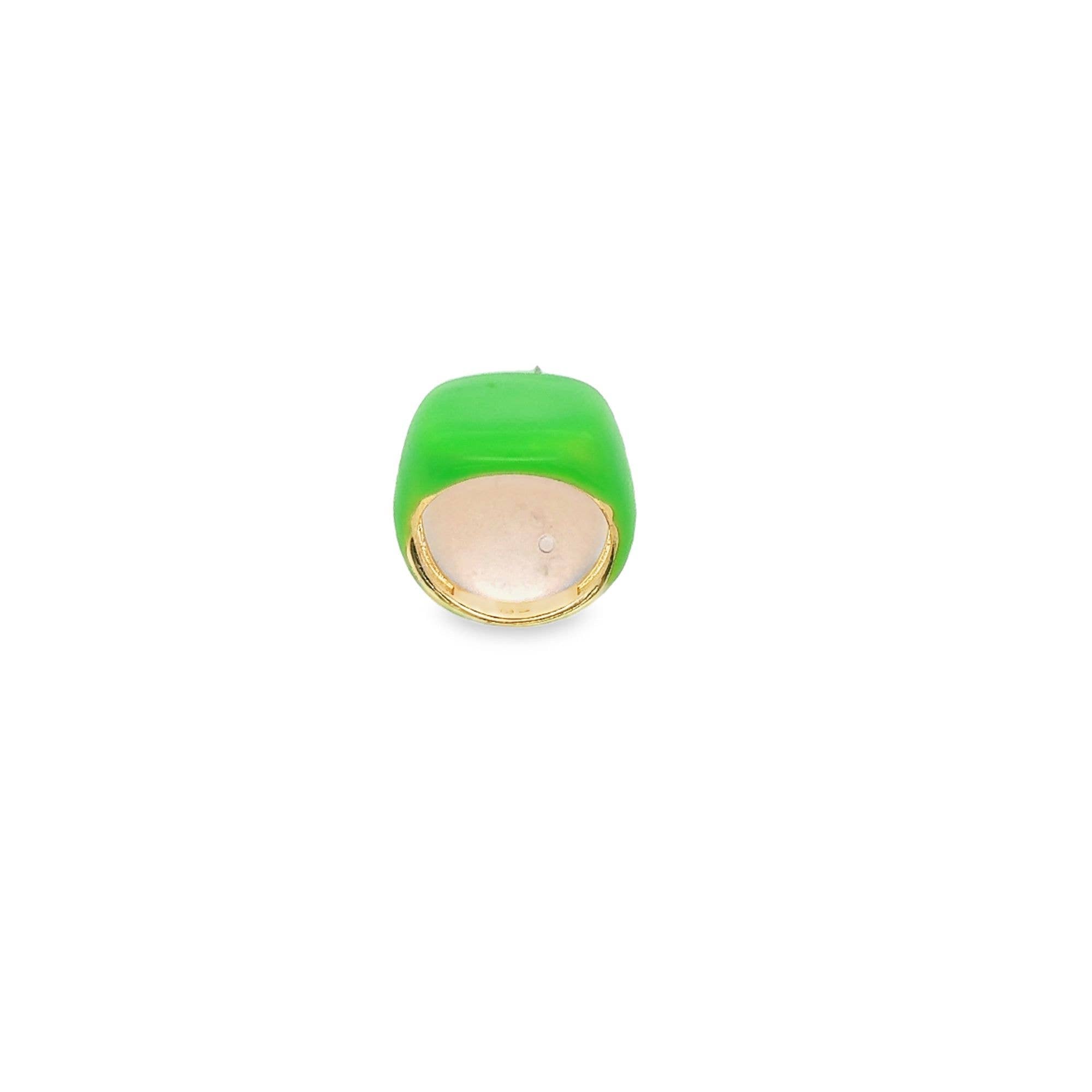 Colorful Enamel Dome Ring (D85): Green / 6US