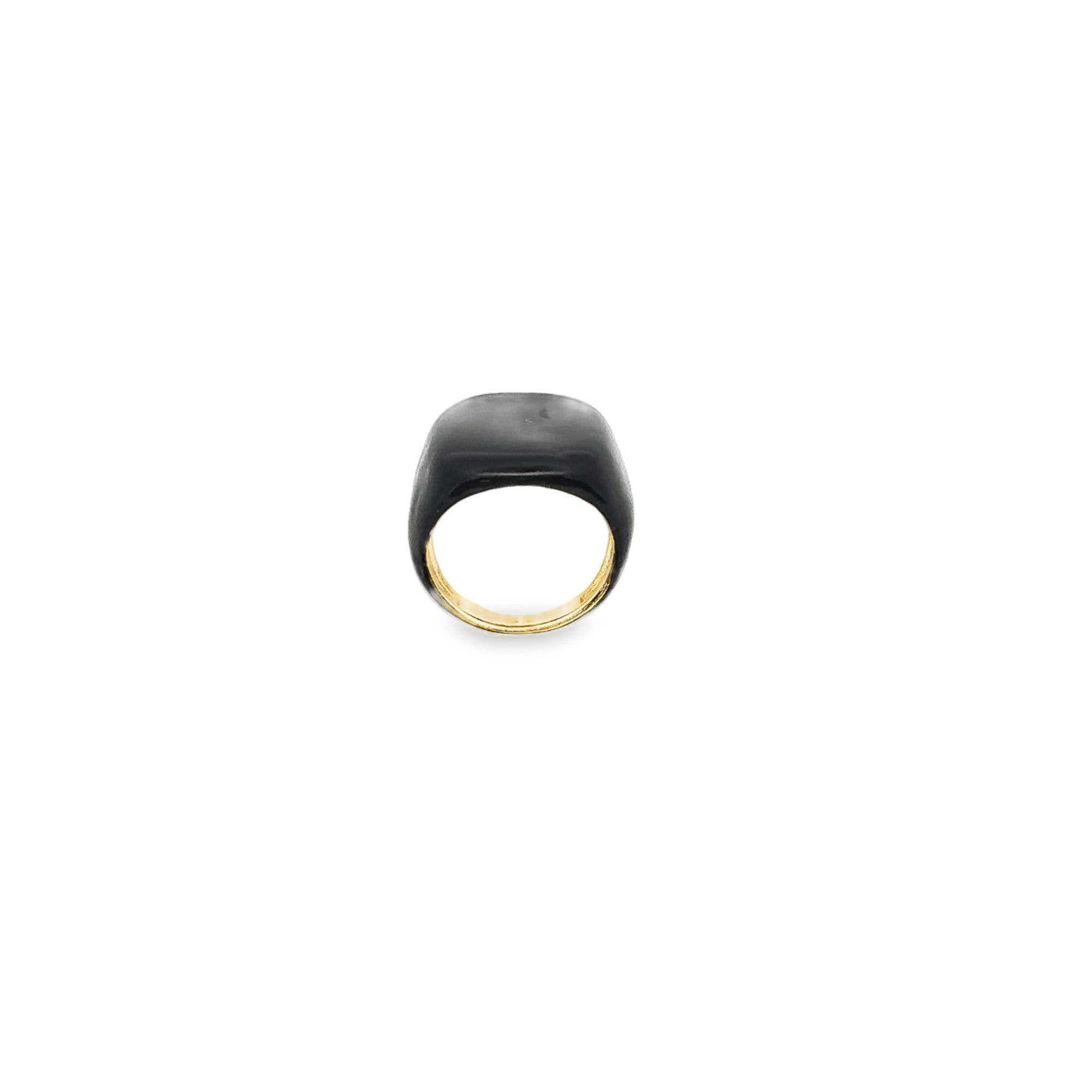 Colorful Enamel Dome Ring (D85): Black / 8US
