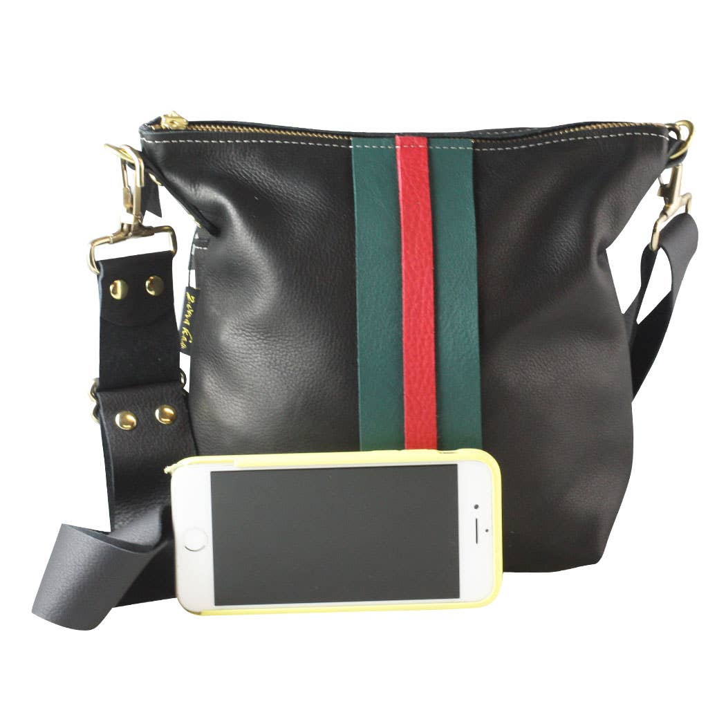The Graham Crossbody: Camo and Softs: Green Camo w/Gold stripe / Unlined / 11"x10.5"