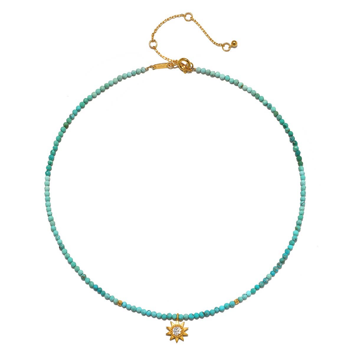 Tranquil Dawn Turquoise Sun Choker Necklace 14"