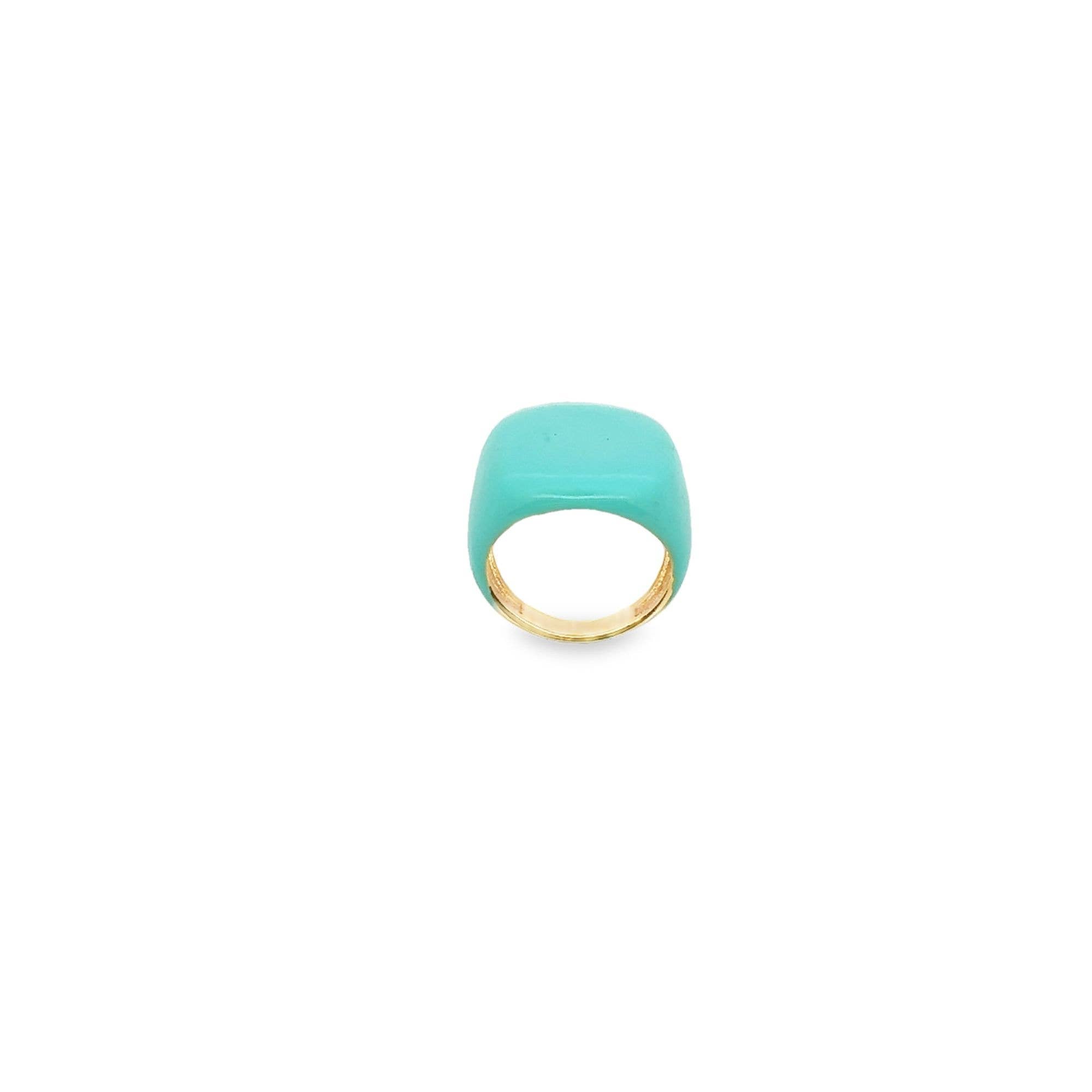 Colorful Enamel Dome Ring (D85): Green / 6US