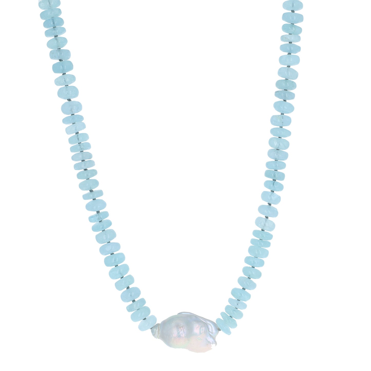 Aquamarine and Baroque Pearl Necklace