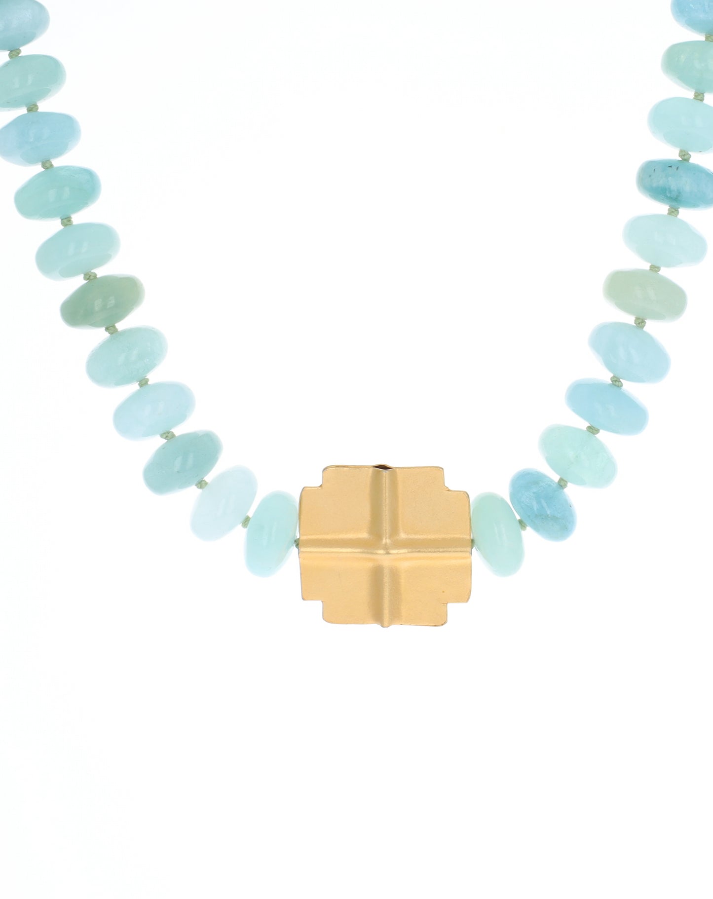 Aquamarine and Large Equilateral Cross Necklace
