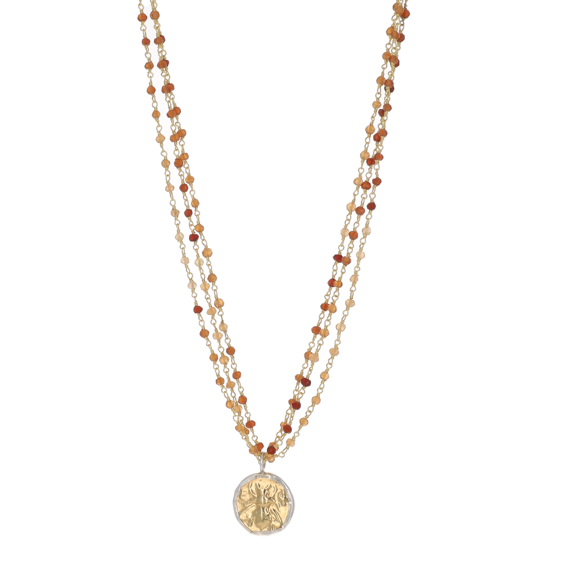 Bee Coin on Ombre Citrine Necklace