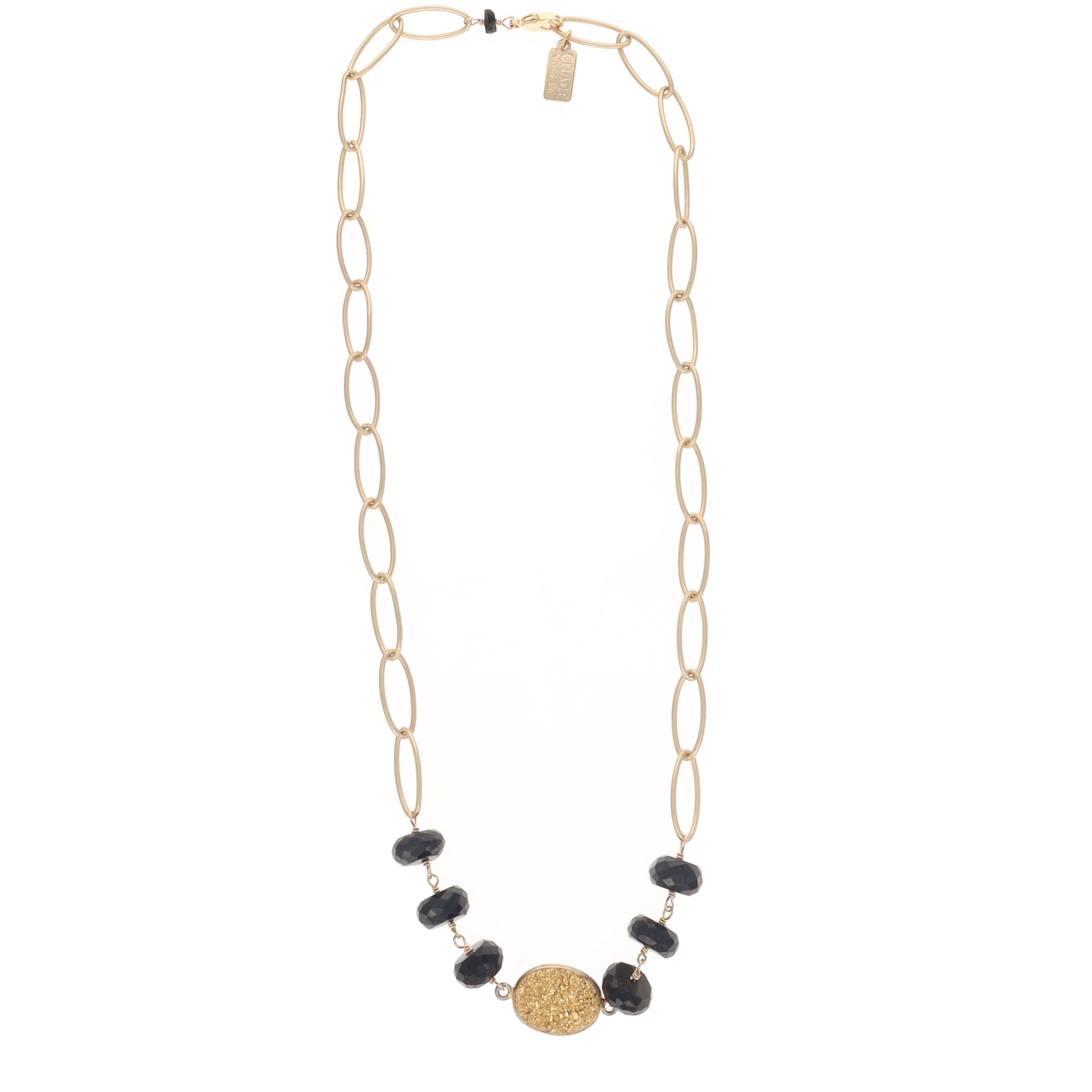 Druzy and Black Spinel Necklace