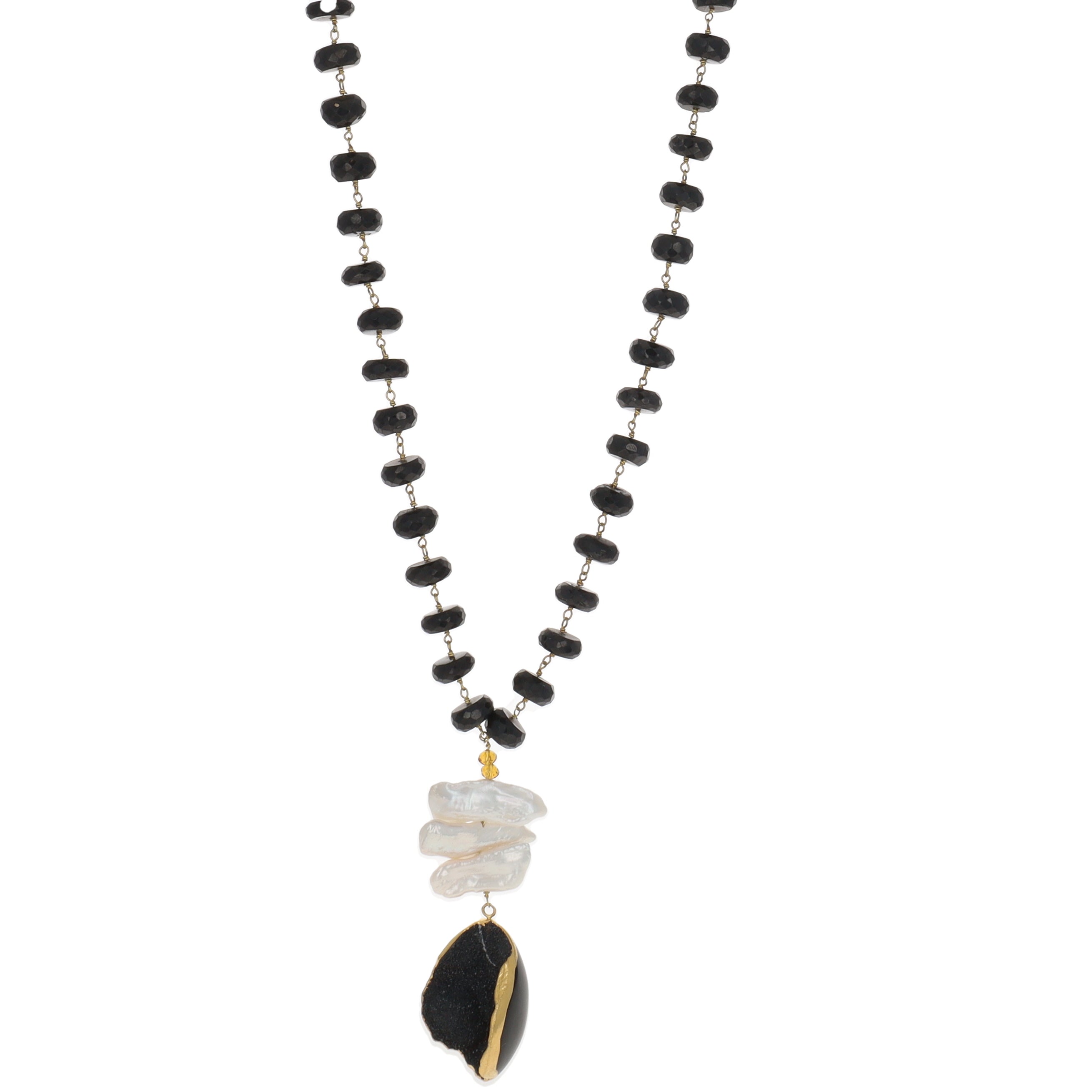 Black Spinel and Druzy Necklace