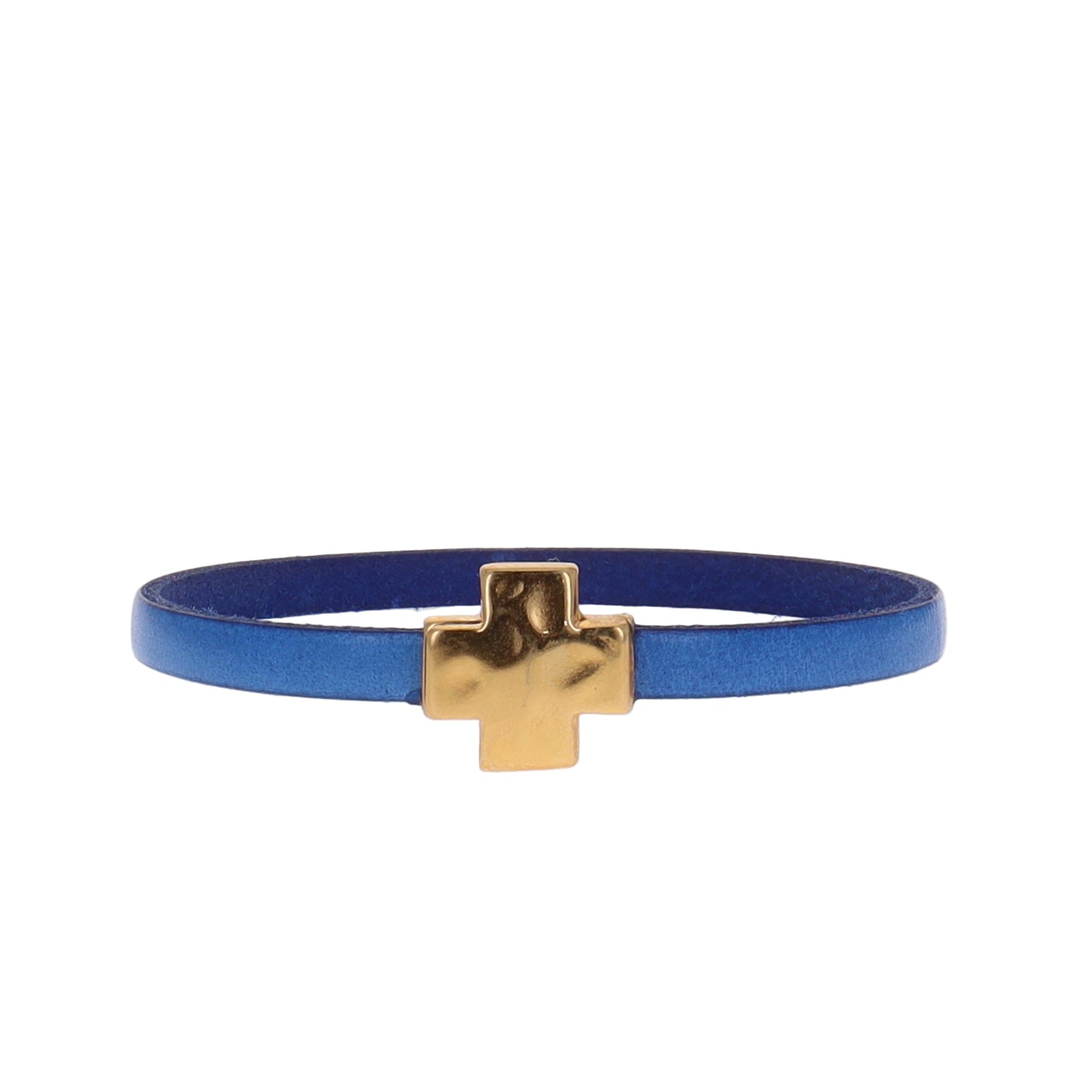 Blueberry Single Wrap Bracelet with Gold Cross