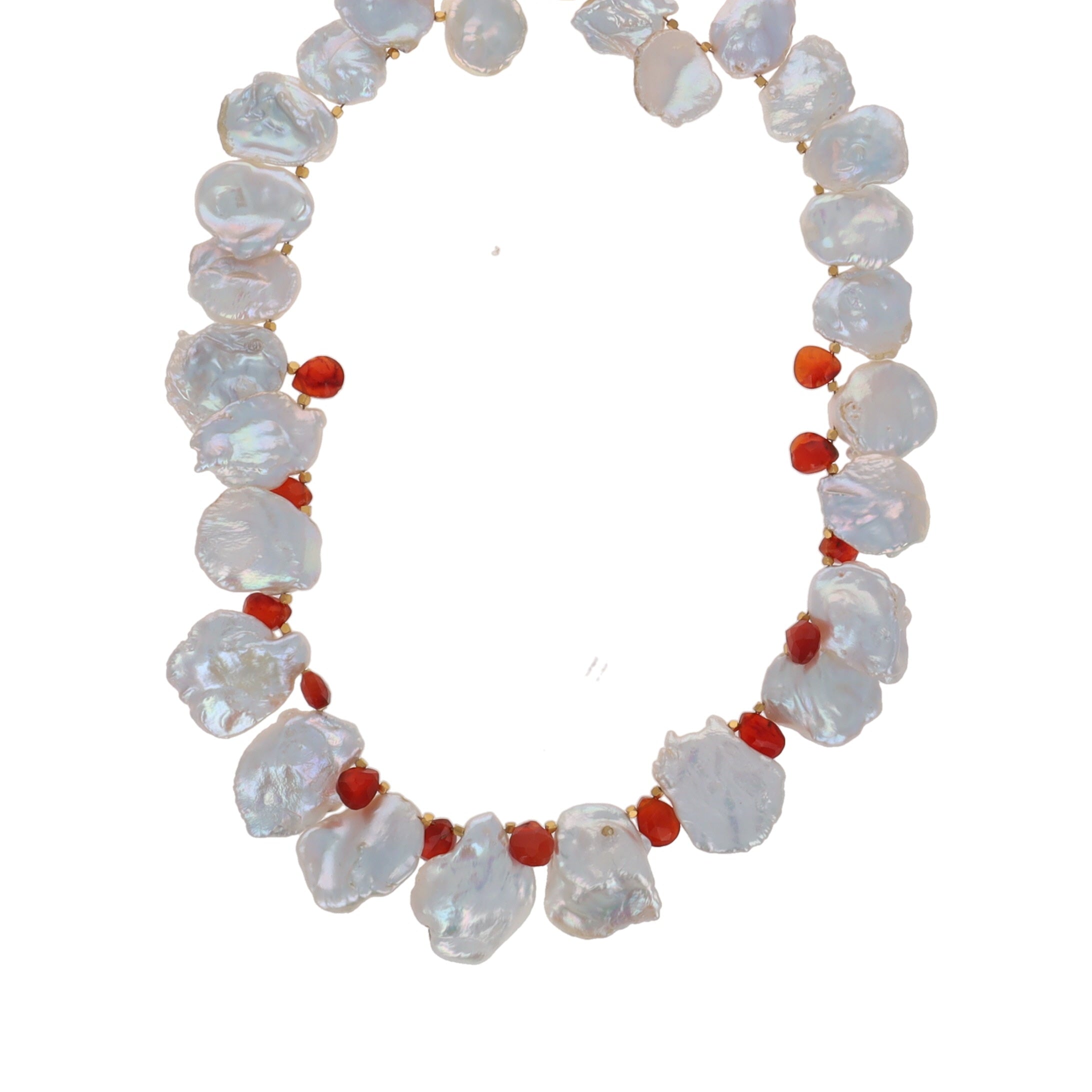 Keshi Pearl and Carnelian Necklace