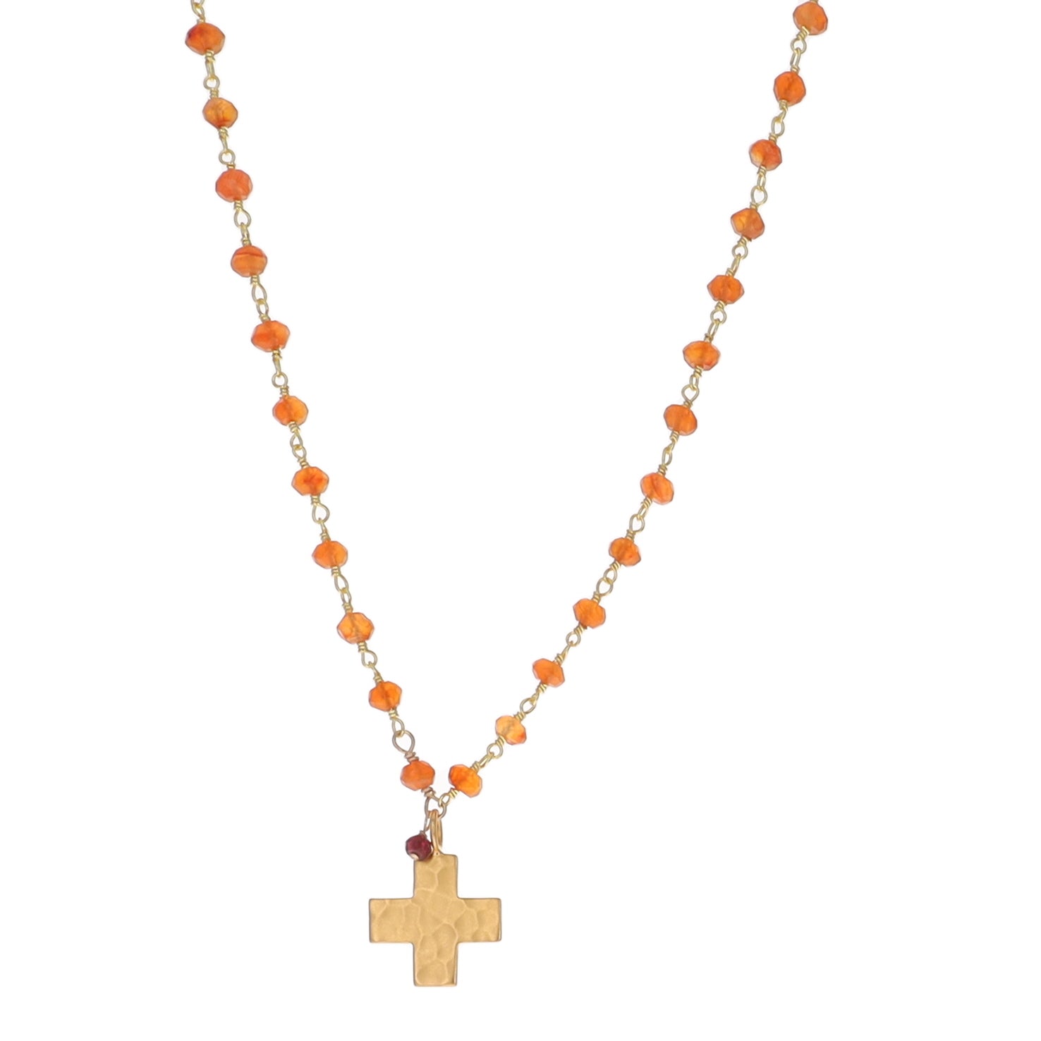 Carnelian Necklace with Cross Charm