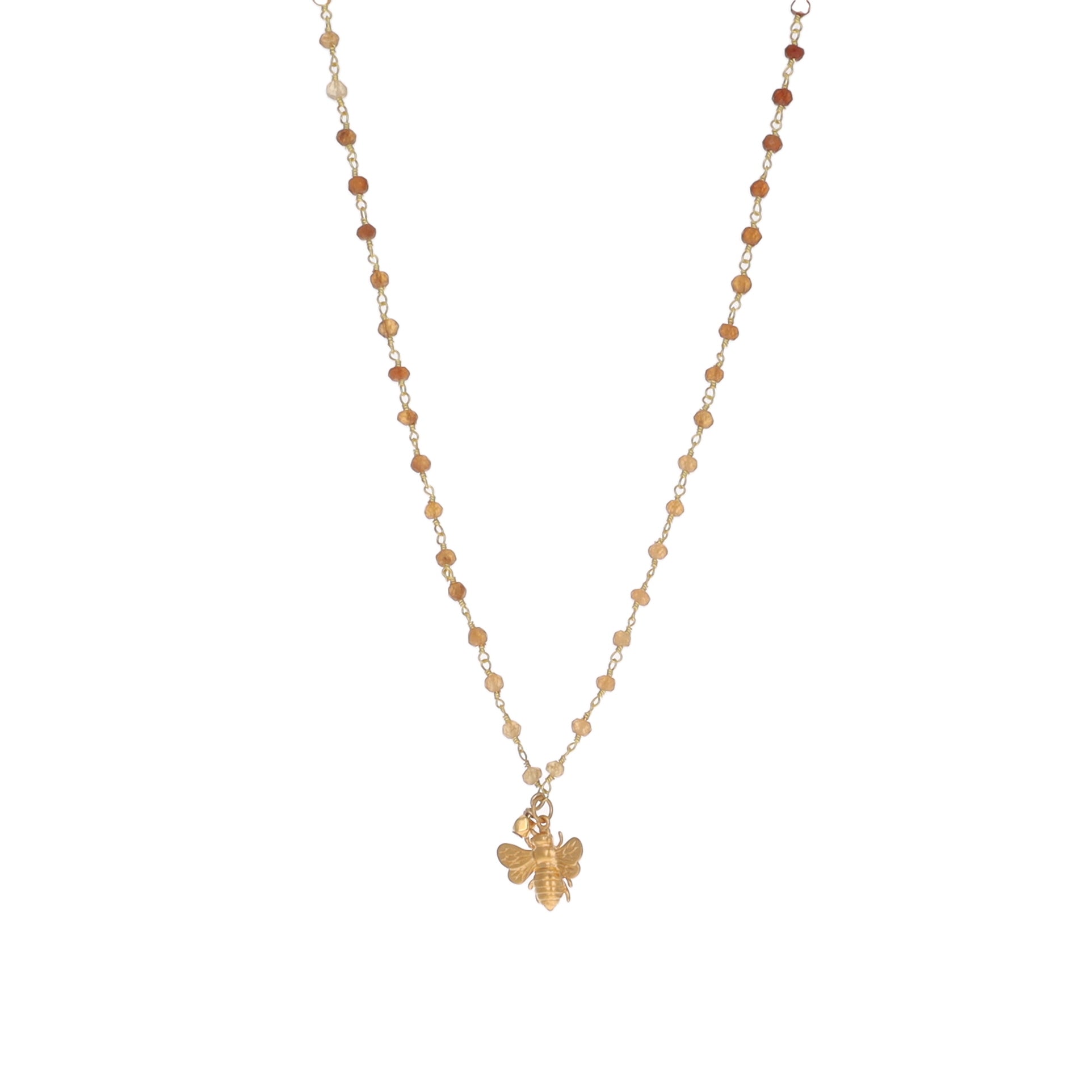 Citrine and Bee Charm Necklace