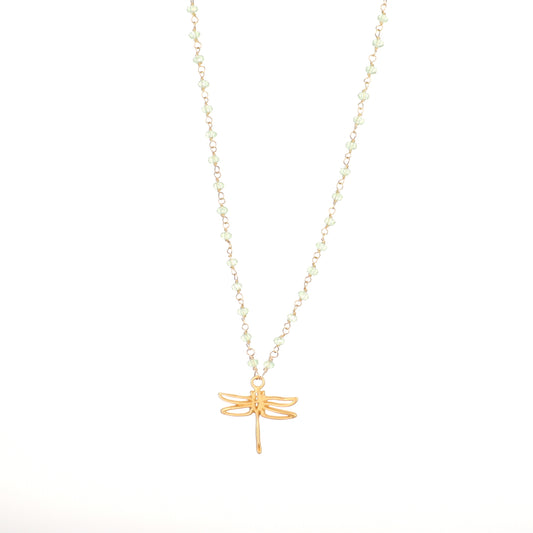 Green Sapphire Dragonfly Charm Necklace