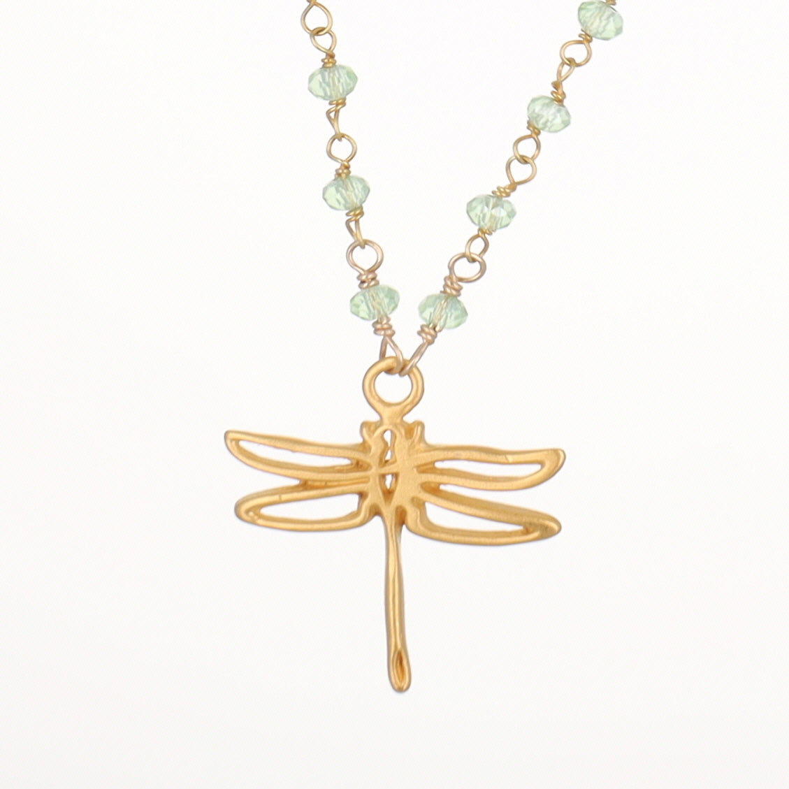 Green Sapphire Dragonfly Charm Necklace