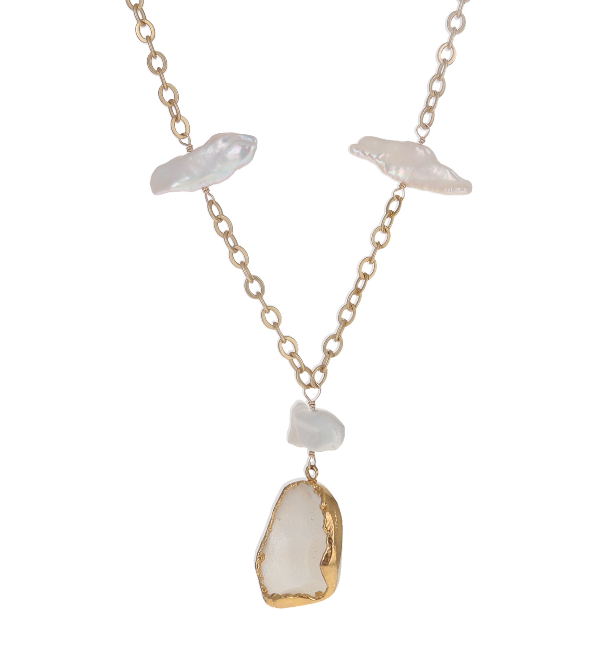 Druzy and Pearl Necklace