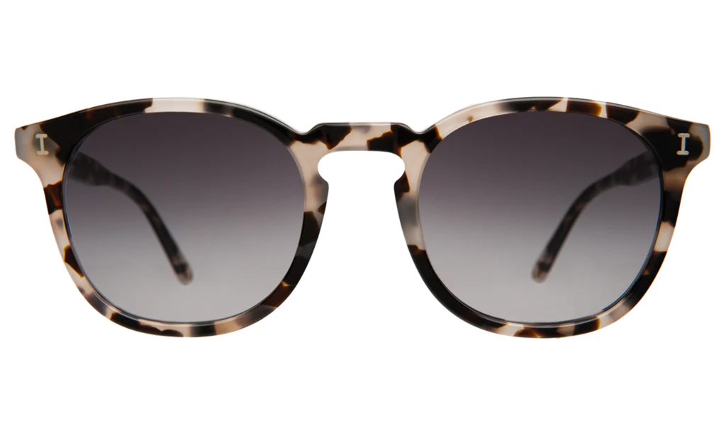 Eldridge Sunglasses White Tortoise w/grey flat lenses