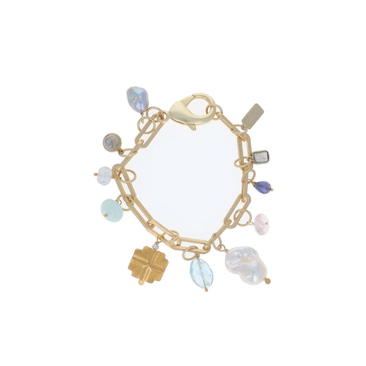 Equilateral Cross Charm Bracelet with Stone