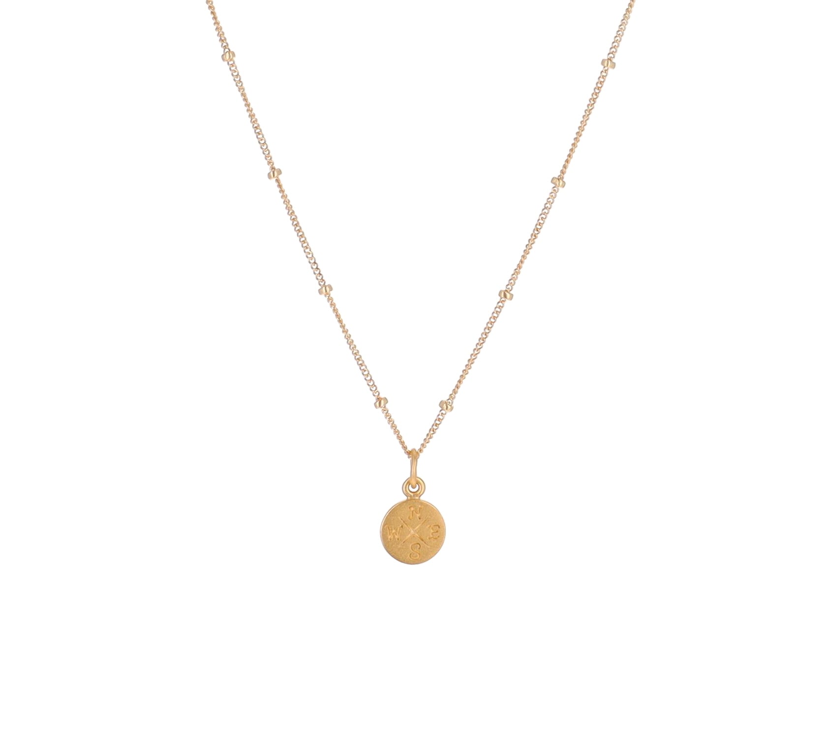 Gold Compass Charm Necklace