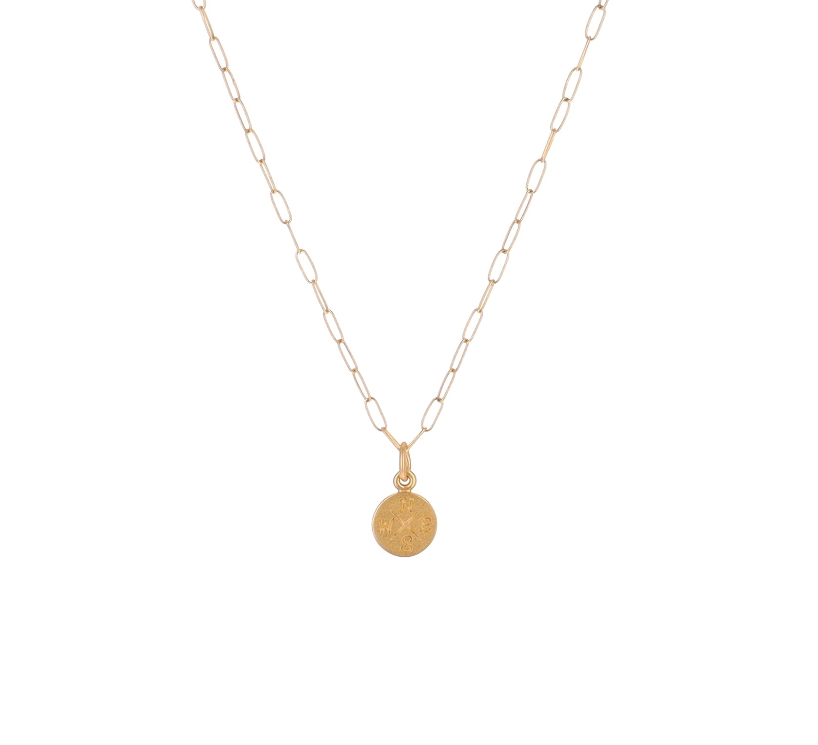 Gold Compass Charm Necklace