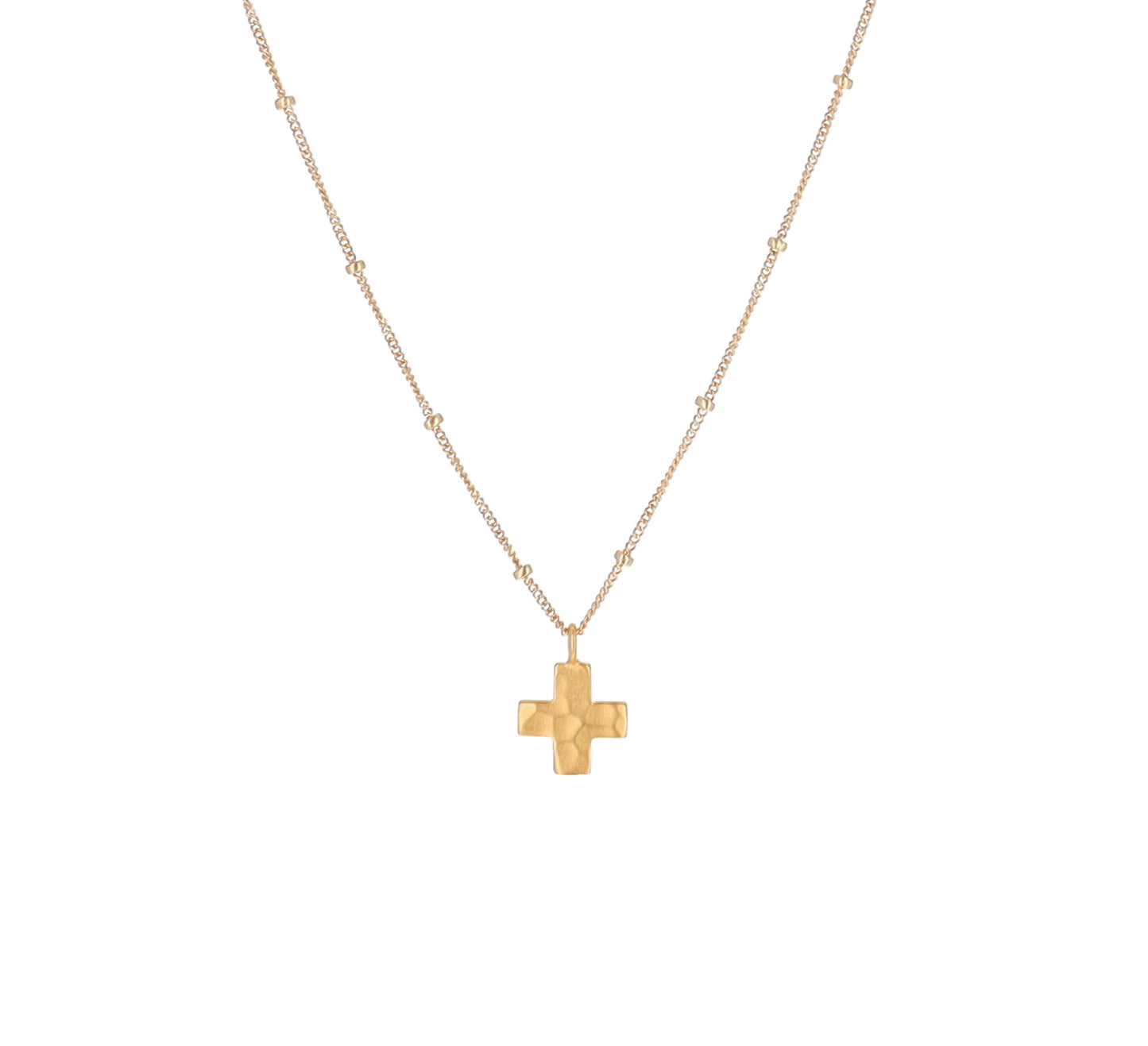 Gold Equilateral Cross Charm Necklace