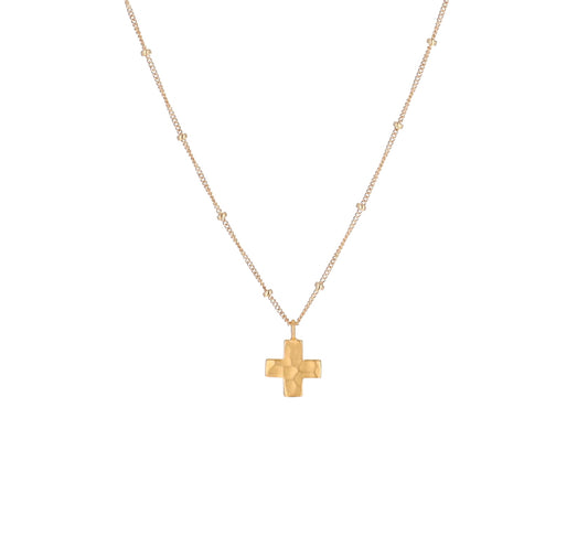 Gold Equilateral Cross Charm Necklace