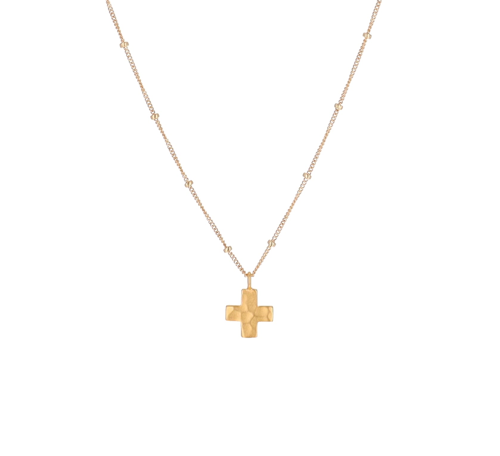 Gold Equilateral Cross Charm Necklace