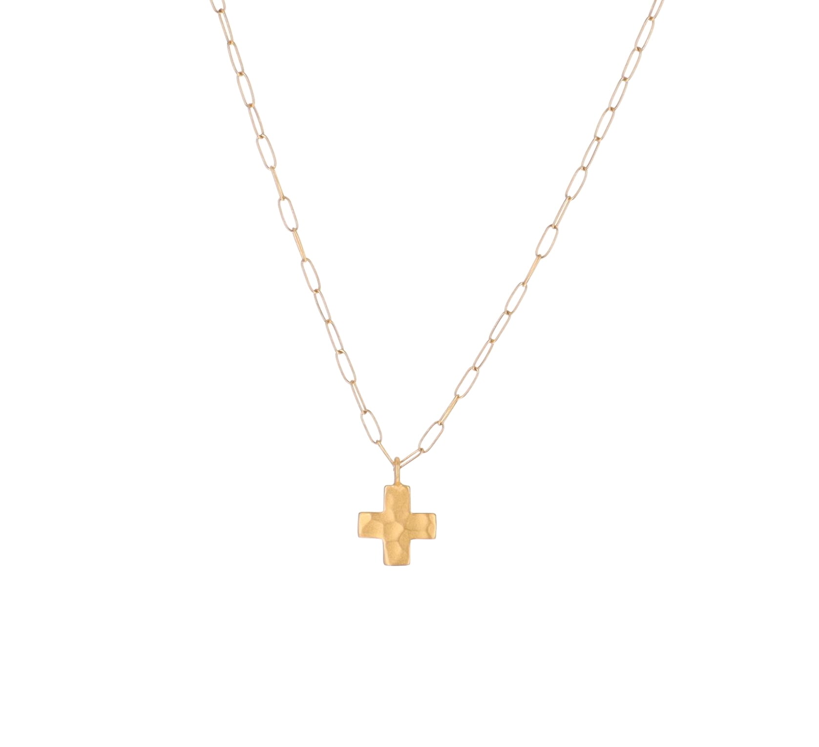 Gold Equilateral Cross Charm Necklace