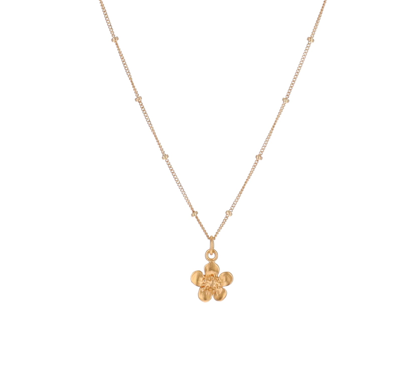 Large Gold Flower Charm Necklace