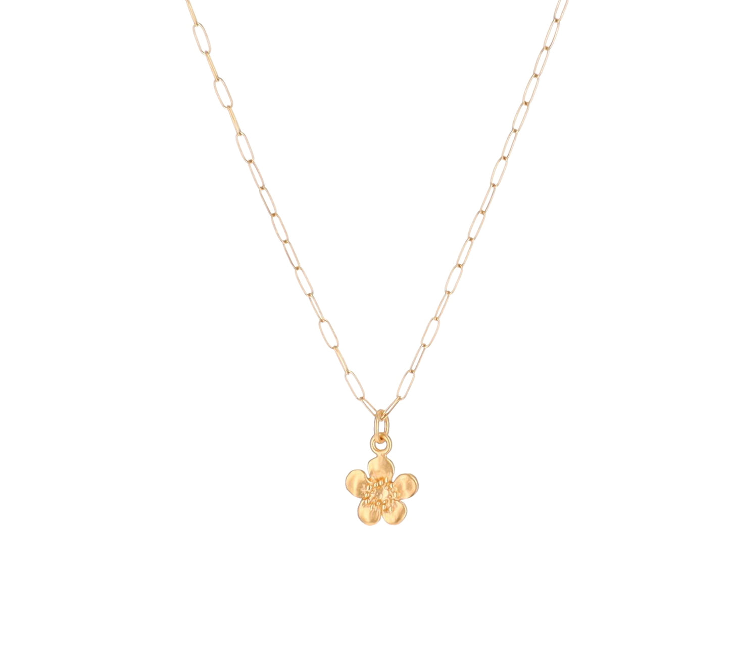 Large Gold Flower Charm Necklace