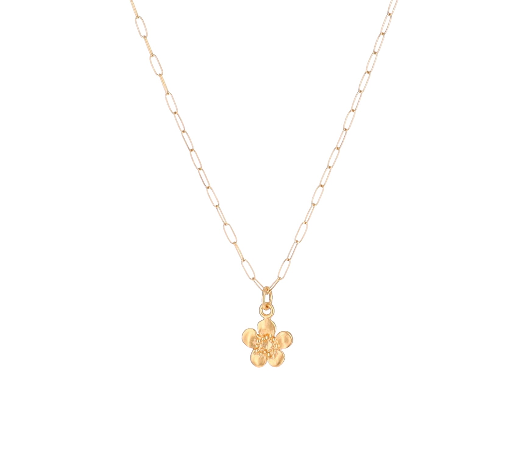 Large Gold Flower Charm Necklace