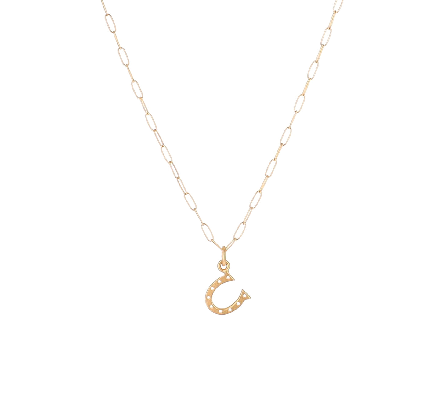 Gold Horseshoe Charm Necklace