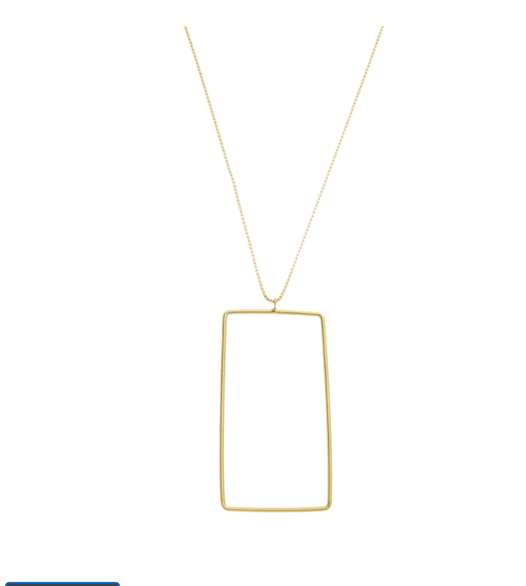 19'' Rectangular Geometric 18K Gold Plated Necklace