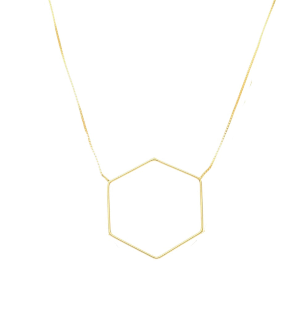 19'' Large Trapezoid Geometric 18K Gold Plated Necklace