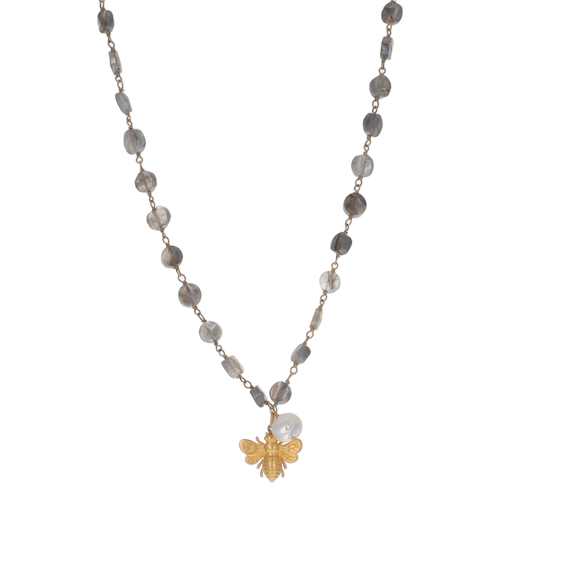 Labradorite Stone with Large Bee Charm