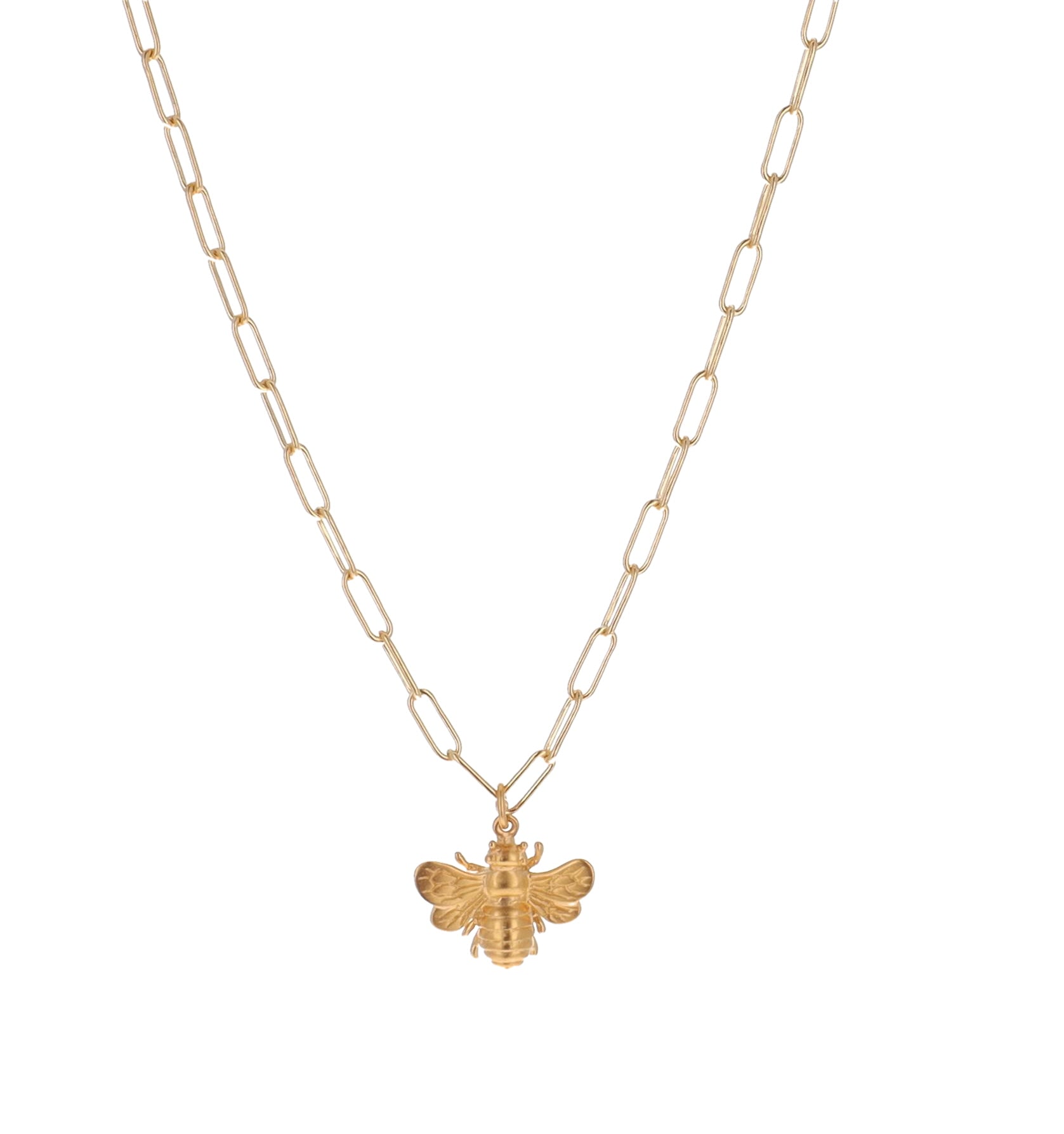 Large Gold Bee Charm Necklace