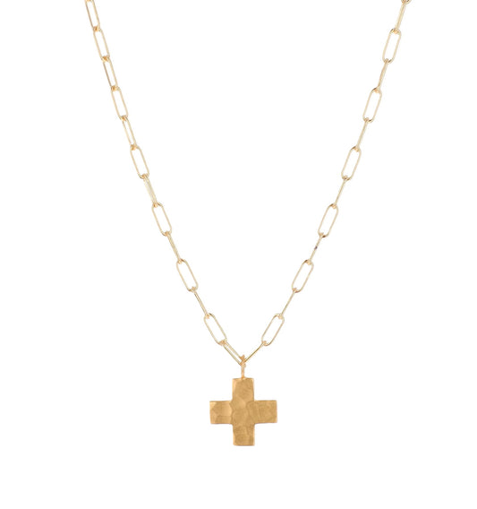Large Gold Equilateral Cross Charm Necklace