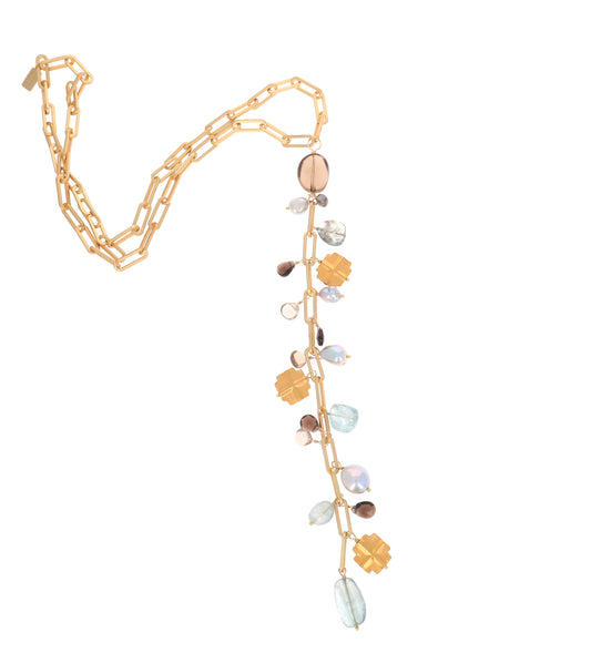 Satin Gold Lariat Necklace