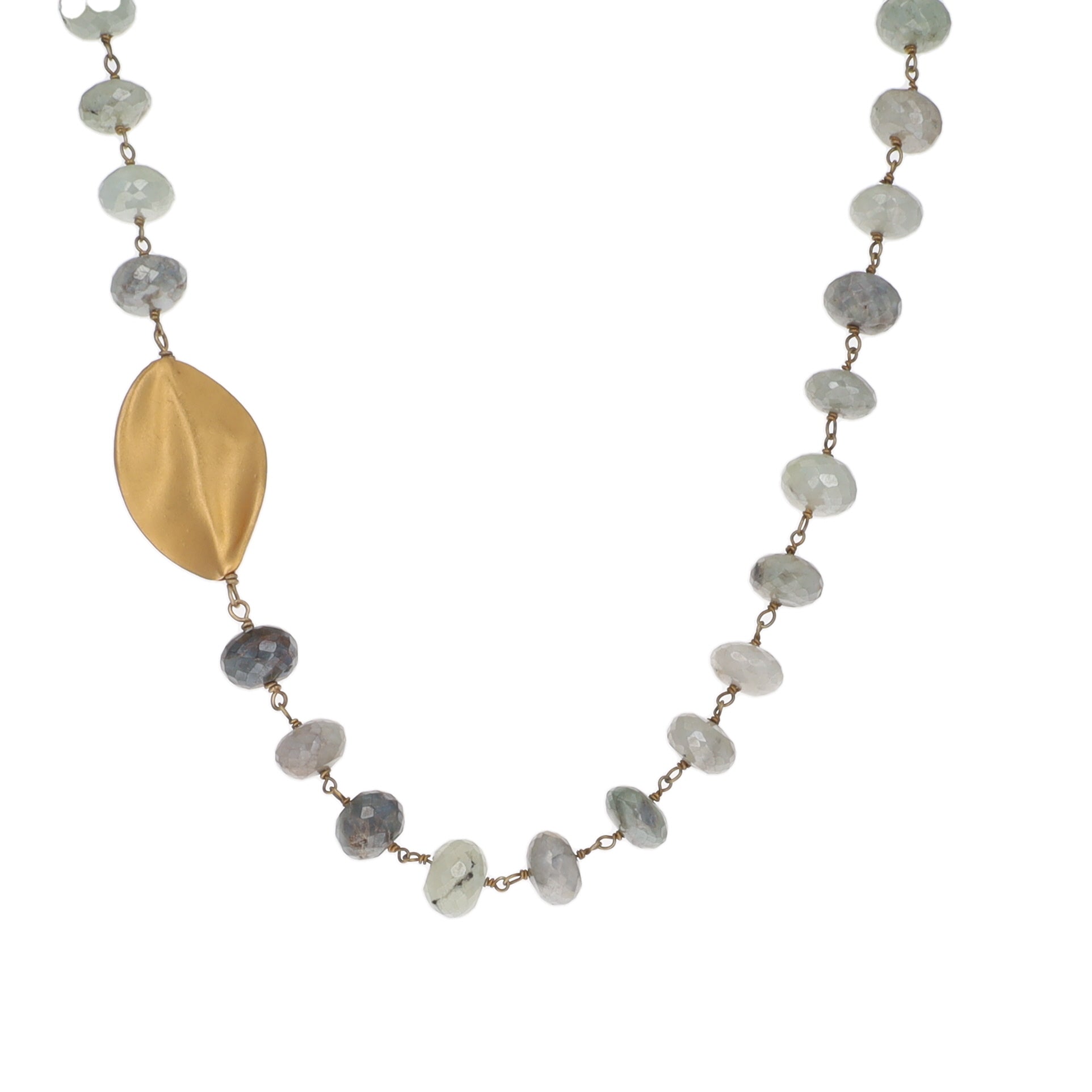 Moonstone and Gold Feather Charm Necklace