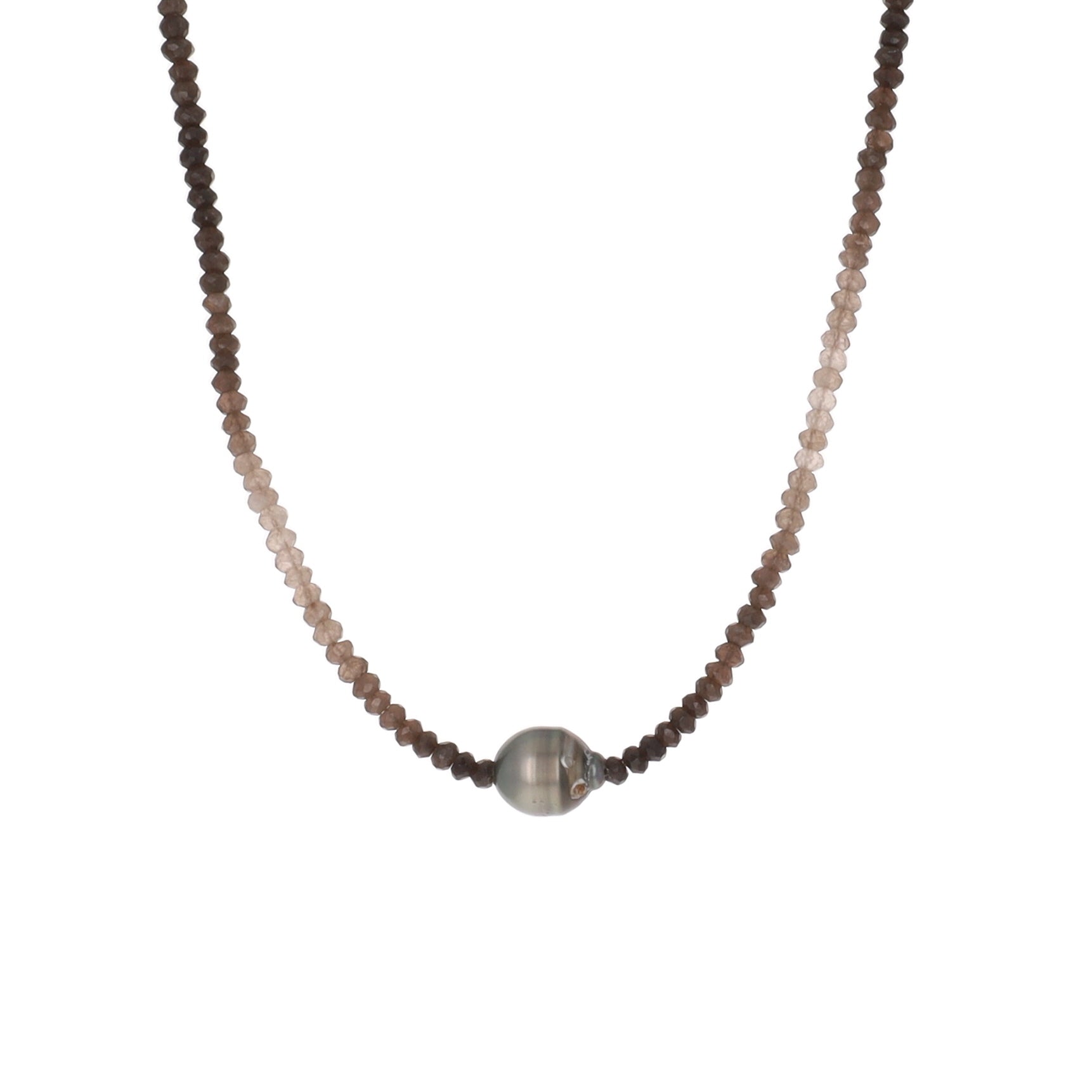 Ombre Smokey Topaz with Tahitian Pearl Necklace