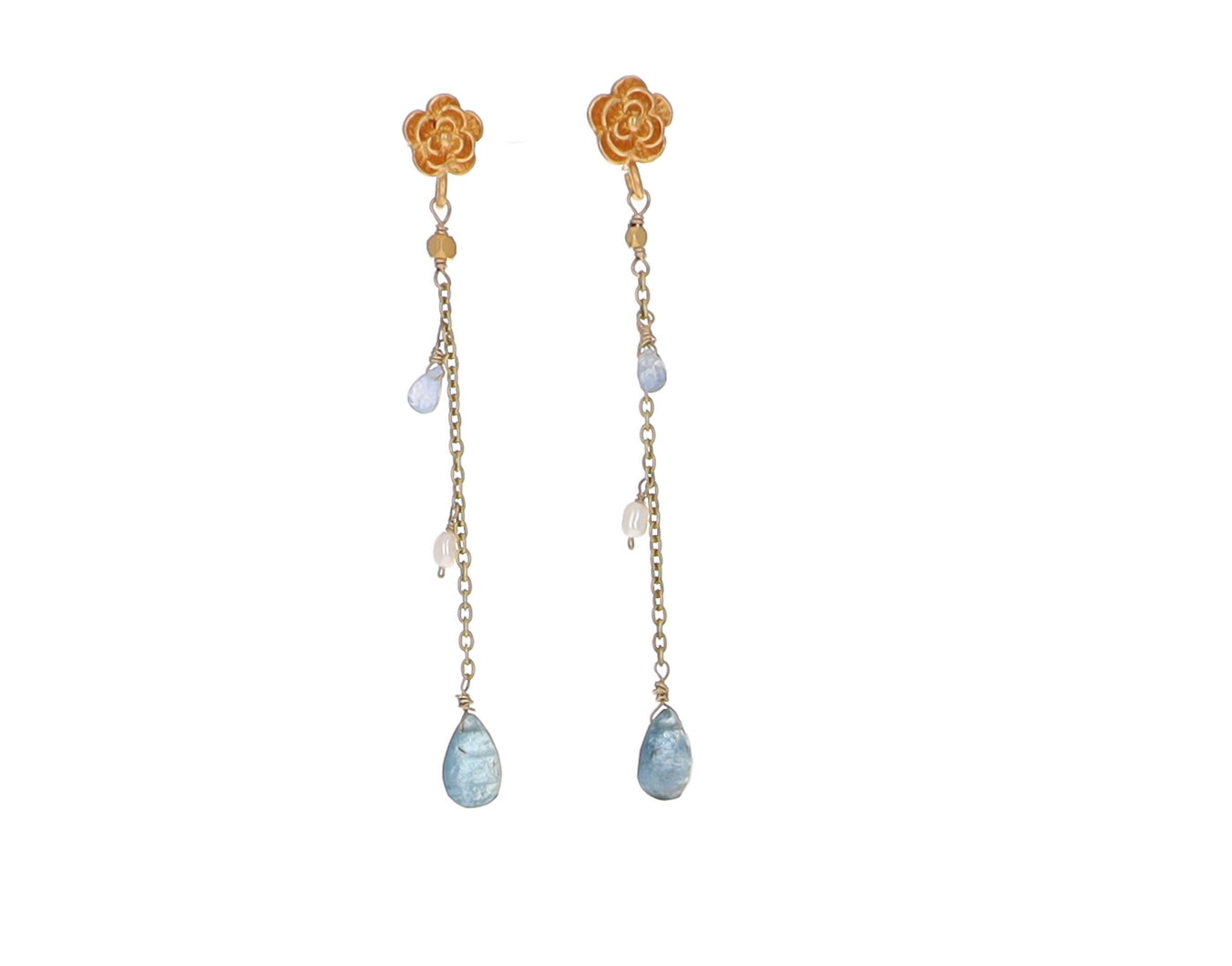 Ombre Sapphire Drop Earrings with Aqua Marine