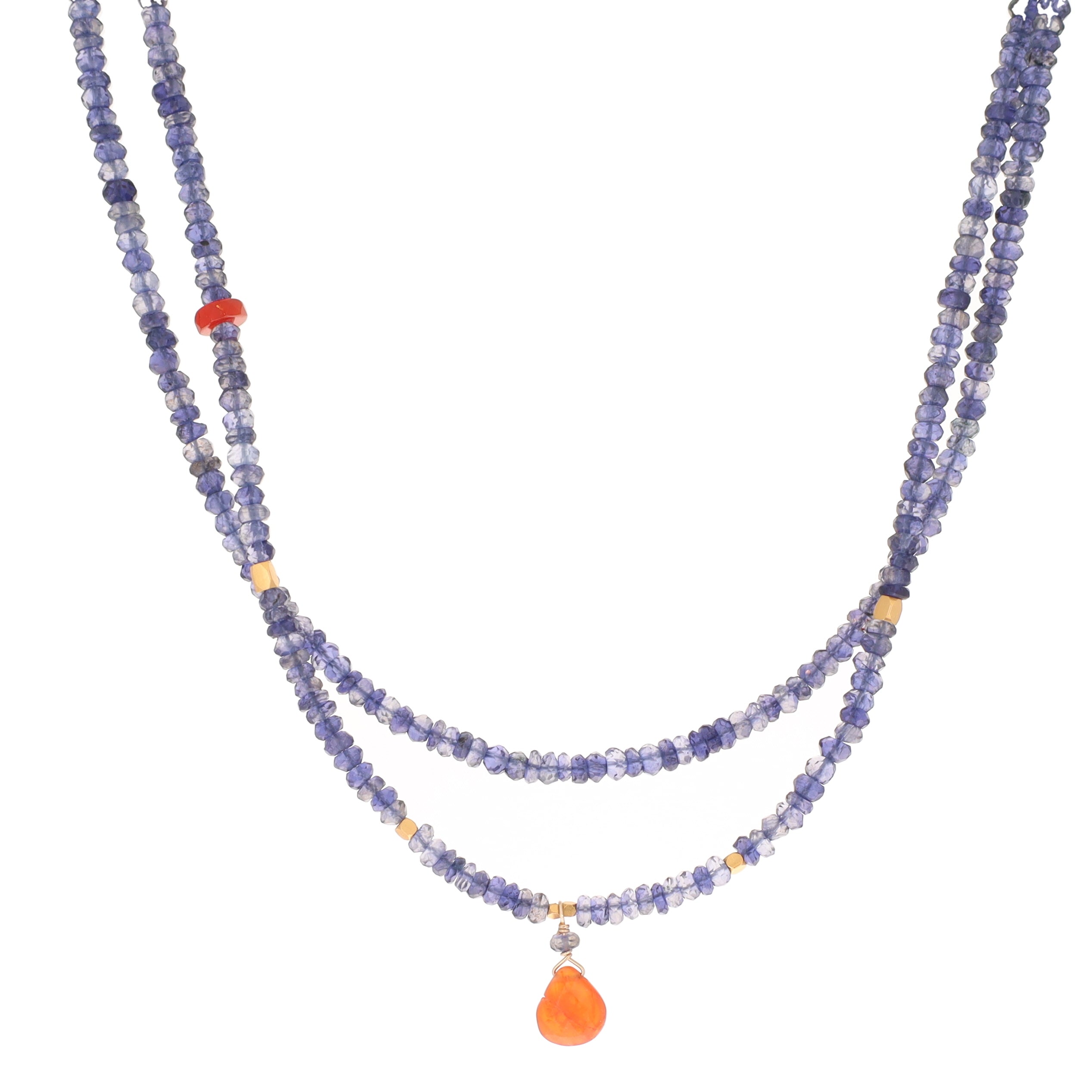 Iolite Necklace with Carnelian